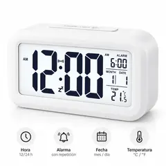 A BRAND - Reloj Digital Led Inalambrico Pared Vision Nocturna Noche blanco