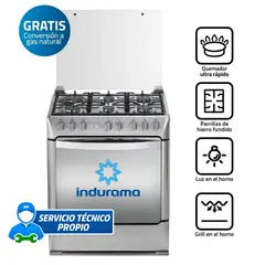 INDURAMA - Cocina Indurama Galicia Zafiro Croma 6 Quemadores a Gas