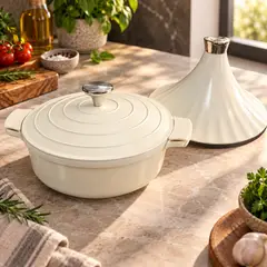 GENERICO - Olla Tajín Perla de Aluminio Fundido 28 cm con 2 Tapas