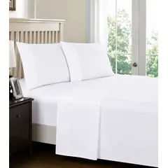 CASATEX - Juego de Sábanas Lisas 2 Plazas 100% Algodón 3000 Hilos Blanco