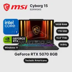 Msi - Laptop MSI Cyborg 15 Core 7-240H16GB 1TB SSD RTX 5070 15 9S7-15Q342-409