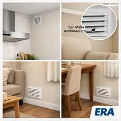 ERA - REJILLA DE VENTILACIÓN ERA 25X25 CM ACERO GALVANIZADO CON MALLA ANTIMOSQUITO – PACK X2