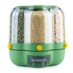 GENERICO - Dispensador Giratorio de Cereales y Granos de 6 Compartimentos con Dosificador Capacidad 8.5 kg