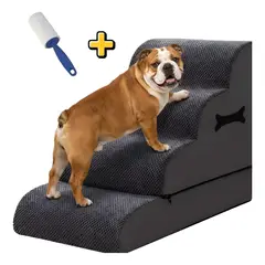GENERICO - Escalera De Tela 4 Escalones Para Mascotas Regulable - Gris Oscuro