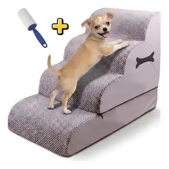 GENERICO - Escalera De Tela 4 Escalones Para Mascotas Regulable - Plomo