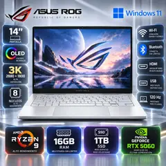 ASUS - Laptop ASUS ROG ZEPHYRUS G14 AMD Ryzen 9 270 16GB RAM 1TB RTX 5060-8GB 14" 3K OLED   GA403UM-G14.R9HX4