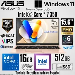ASUS - Laptop Asus Vivobook 15 X1504MA Intel Core 7 350 16GB RAM 512GB SSD 15.6"  FHD Táctil - Terracota