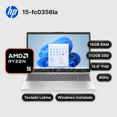 HP - LaptopHP 15-fc0356la Ryzen 5-7530U 16GB 512GB SSD 15.6"(D6ZS8LA#ABM)