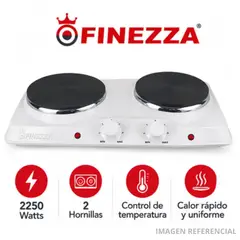 FINEZZA - Cocina Eléctrica de Mesa Finezza FZ-204D4B 2 Hornillas 2250W