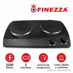 FINEZZA - Cocina Eléctrica de Mesa Finezza FZ-203D3N 2 Hornillas 2250W Negra