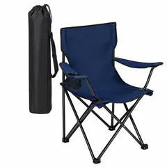 OEM - Silla Plegable De Camping Azul Con Portavasos