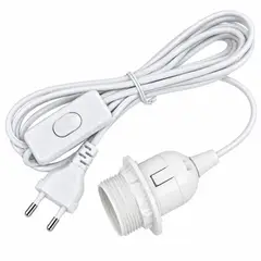 OEM - Soquete Socket E27 con Cable 1.8m e Interruptor para Foco | Portalámparas con Enchufe