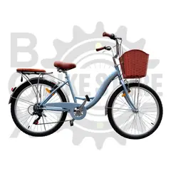 Box Bike - Bicicleta Urbana Kombat Lady Aro 24 Con Canasta Y 7v Lila