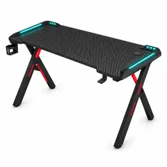 GENERICO - Escritorio Gamer con Iluminación, Portavasos y Soporte para Audífonos D2104