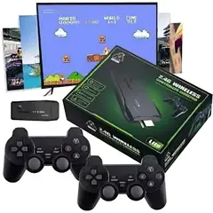 GENERICO - Consola de Videojuegos 10000 juegos GameStick con 2 gamepads inalámbricos Color Negro