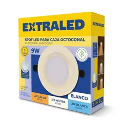 EXTRALED - Spot Para Empotrar En Caja Octogonal 9W 3 Tiempos color Blanco