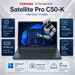 DYNABOOK - Laptop Toshiba Dynabook Satellite Pro C50-K Core i7-1355U 16GB 1TB SSD 15.6 FHD PSY29U-4VM001