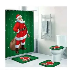 GENERICO - SET DE 4 PIEZAS DE BAÑO NAVIDEÑOS DE CALIDAD