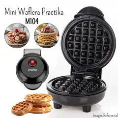PRACTIKA - Mini Waflera Negra M104N - Waffles Caseros Fáciles y Rápidos