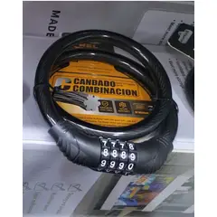 111 - Candado para Bicicleta y Scooter con Clave Numérica 4 Dígitos - Cable de Acero con PVC