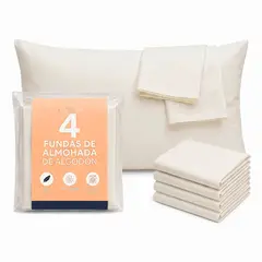 GENERICO - FUNDAS DE ALMOHADA SOBRE 45CM X 65CM PACK x4 UNID ALGODÓN PERLA