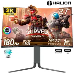 HALION - Monitor Halion Curvo HG 2732QC, 27" VA, QHD 2560 x 1440, 180Hz, 1ms, FreeSync, Pivot, RGB