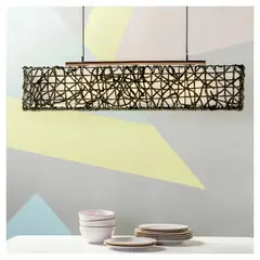 GENERICO - LAMPARA COLGANTE  de Techo 3 Luces Nature Ratán Café
