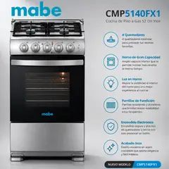 Mabe - CMP5140FX1 - Cocina de Piso a Gas 52 cm Inox Mabe - Modelo Nuevo