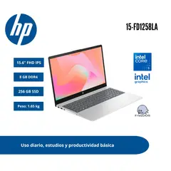 HP - LAPTOP HP 15 15.6 FHD IPS CORE 5 120U 8GB DDR4 256GB SSD PLATA NATURAL FREEDOS DM8V2LAABM