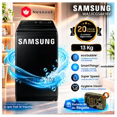 SAMSUNG - Lavadora Samsung 13Kg Ecobubble Digital Inverter WA13CG5441BV Negro + Regalo