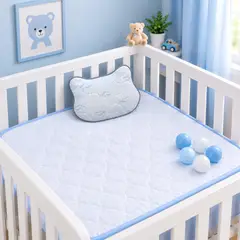 GENERICO - Colchón Azul para cuna bebe con Almohada + 05 Pelotitas