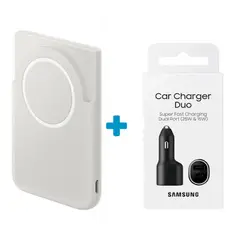 SAMSUNG - Power Bank 5,000mAh Magnet Wireless U2500 Portatil + Cargador de Auto Samsung 15w+25w Negro
