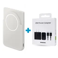 SAMSUNG - Power Bank 5,000mAh Magnet Wireless U2500 Portatil + Cargador con Cable  Samsung 25w Negro