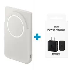 SAMSUNG - Power Bank 5,000mAh Magnet Wireless U2500 Portatil + Cargador Adaptador Samsung 25w Negro
