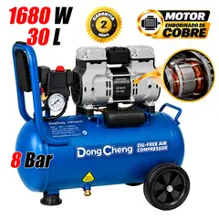 DONGCHENG - Compresora Silenciosa sin Aceite Industrial Dongcheng DQE1680/30 30 Litros 1680W Embobinado Cobre