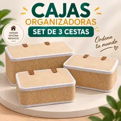 GENERICO - Set De 3 Cestas Organizadoras Multiusos Para Ropa, Closet y Hogar