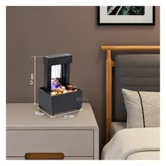 OEM - Fuente Cascada Decorativa De Mesa Con Luz LED Azul Y Piedras USB