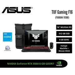 ASUS - LAPTOP GAMING ASUS TUF F16 16" WUXGA 144HZ IPS CORE i5-14450HX RTX 5050 8GB 8GB DDR5 512GB SSD