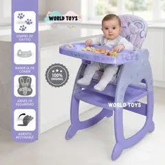 Baby - Silla de Comer Multifuncional «MIAU MIAU» Edición Especial Purple