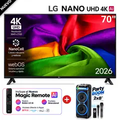 LG - Televisor LG 70" NANO 4K UHD AI Smart TV  70NU850BPSD 2026 + Parlante Blackline