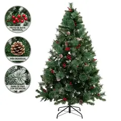 GENERICO - Arbol de navidad 2.40M con piña, cereza y ramas de punta escarchada