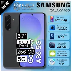 SAMSUNG - Celular Samsung Galaxy A36 5G 6.7" Pulg. 8GB RAM 256GB Android 15 - Negro