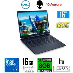 ALIENWARE - LAPTOP DELL ALIENWARE AURORA 16' CORE 7 240H 2.5k 120HZ 16GB 1TB SSD Video 8GB RTX 5060 ULTRA VELOZ
