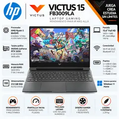 HP - Laptop HP Victus 15-FB3009LA Ryzen 5 8645HS 8GB 512GB SSD RTX 3050 6GB 15.6" 144Hz