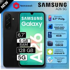 SAMSUNG - Celular Samsung Galaxy A26 5G 6.7"  Pulg. 6GB RAM 128GB Android 15 - Blue Black