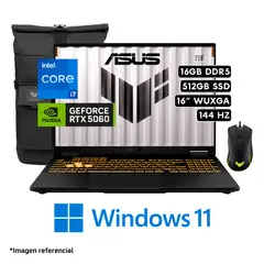 ASUS - LAPTOP ASUS TUF GAMING F16 FX608JMI INTEL CORE I7 14650HX RAM 16GB DISCO 512GB SSD RTX5060 8GB WIN11