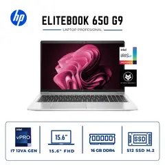 HP - Laptop HP EliteBook 650 G9 Core i7 12.ª Gen vPro | 16GB RAM | 512GB SSD | 15.6" FHD