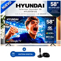HYUNDAI - Televisor HYUNDAI 58 Smart TV 4K UHD HYLED5812G- Modelo nuevo + Antena