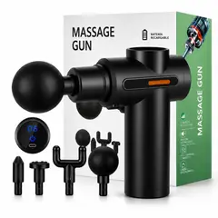 MASSAGE GUNS - Pistola De Masaje Recargable 6 Velocidades 4 Cabezales