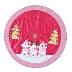 GENERICO - Alfombra para Árbol de Navidad Rosa  con Muñecos Navideños 1.20 m